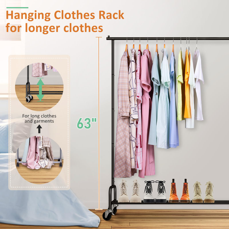 Michalle 43'' Metal Rolling Clothing Rack