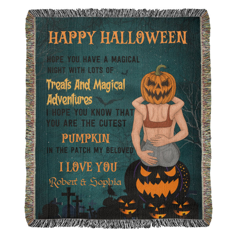 Couverture personnalisée Halloween Love, 50 po x 60 po