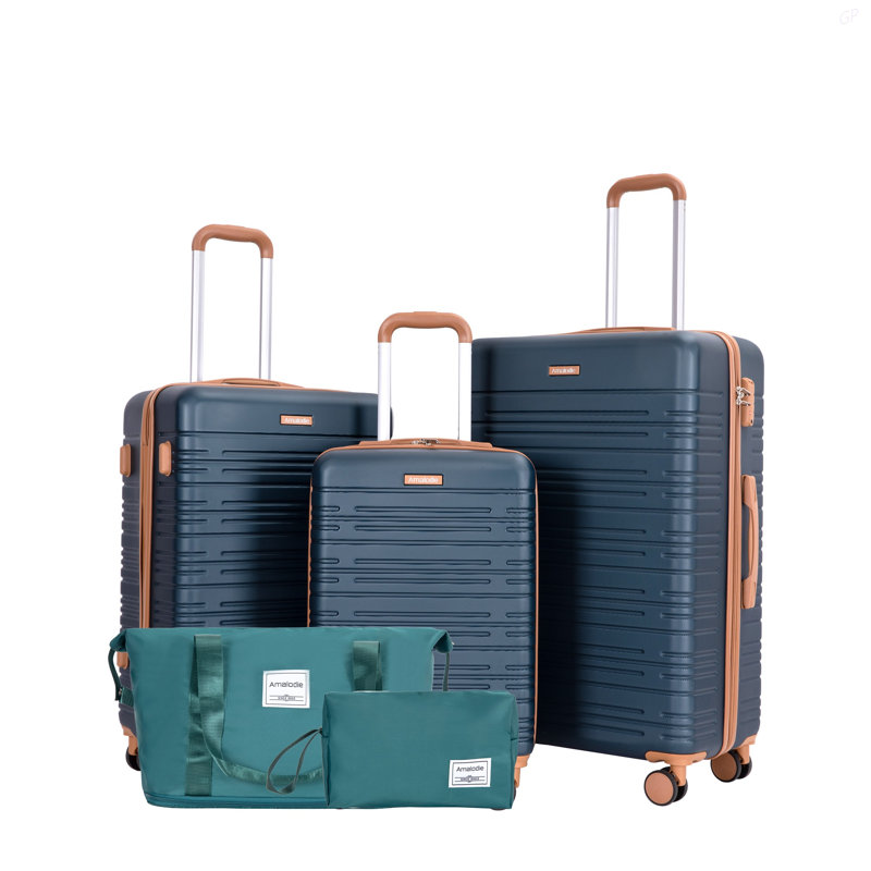 Ensemble de 5 pièces (20 "24" 28 + un sac de voyage et une trousse de toilette), ensemble de valise rigide à roulettes en ABS avec verrou TSA