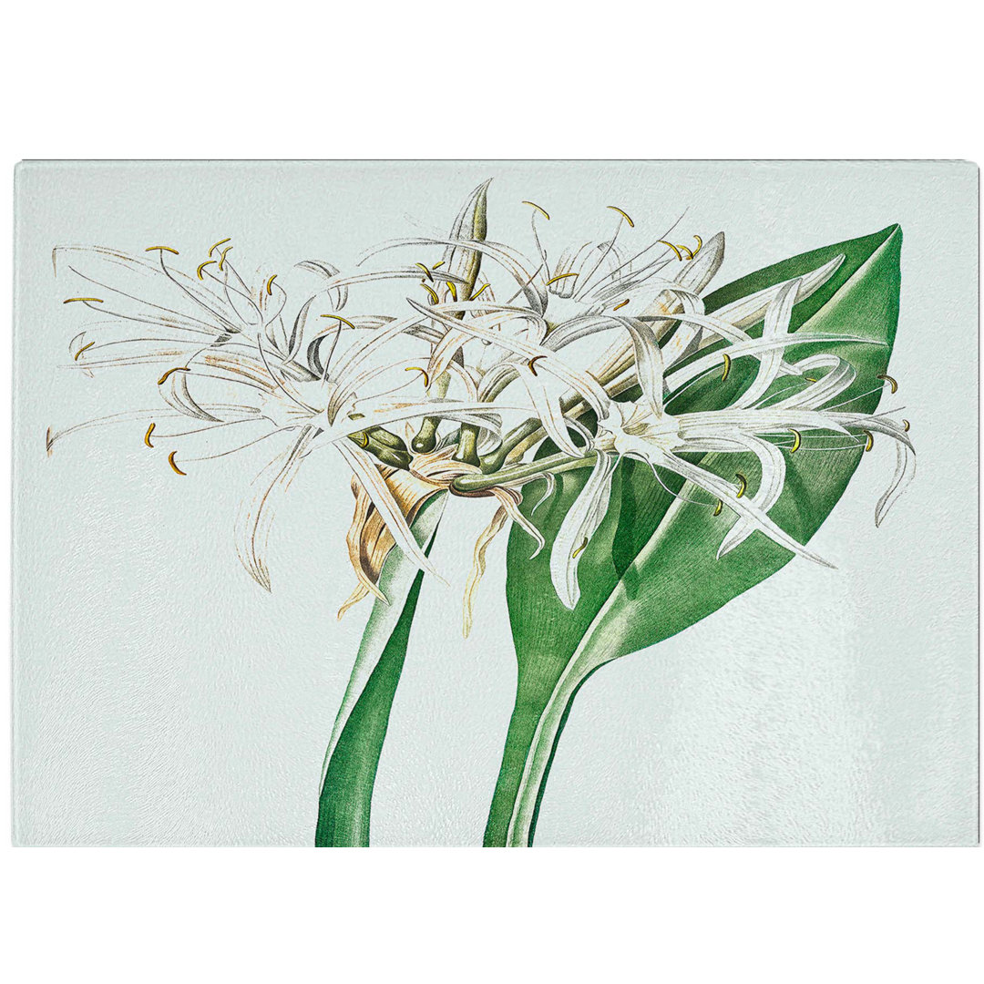 Tempered Glass Spiderlily Flowers by Pierre-Joseph Redoute Chopping Board