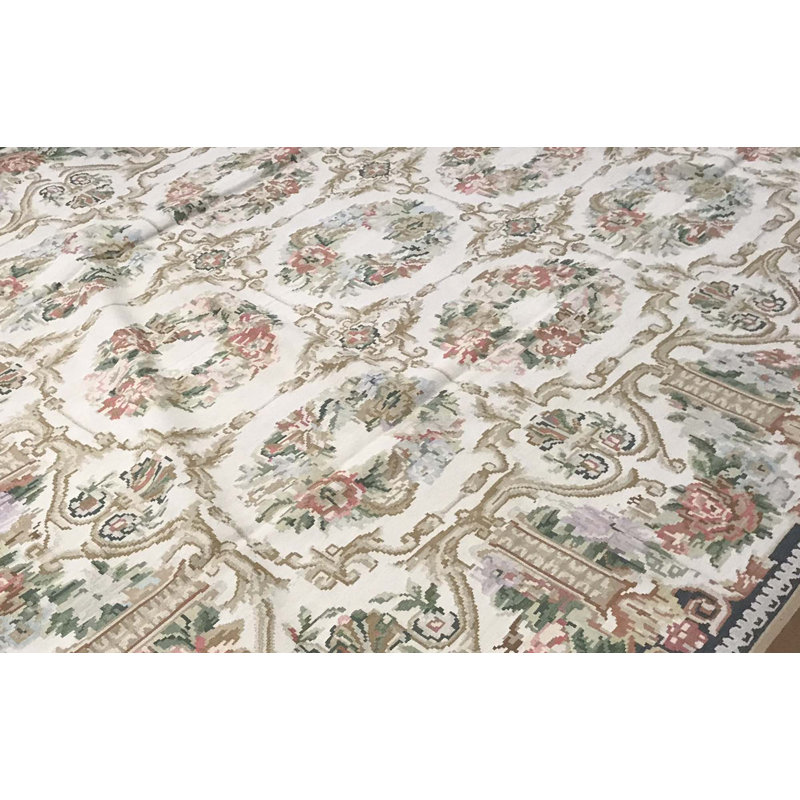Tapis beige noué à la main de haute qualité