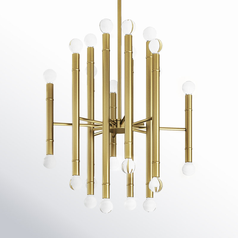 Lustre 24 lumières Meridian en laiton naturel