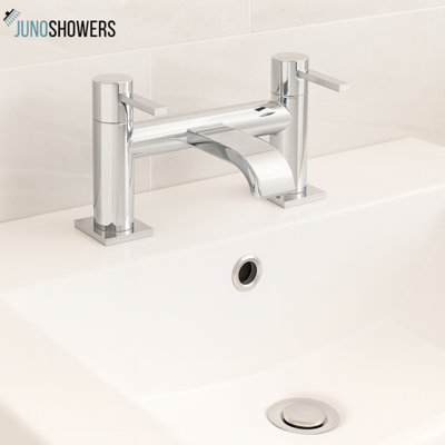 Juno Double Handle Widespread Bathroom Sink Faucet – Classic Deck-Mount Design in Nickel Finish