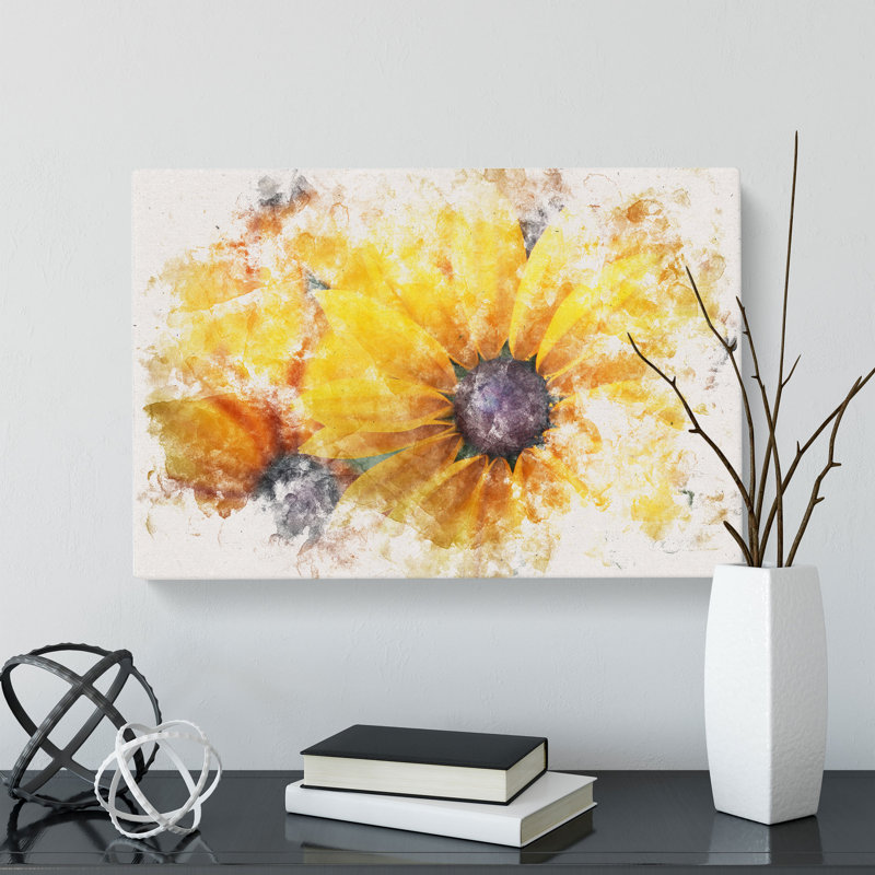 Yellow Coneflowers - Wrapped Canvas Print, 50cm H x 76cm W x 3cm D