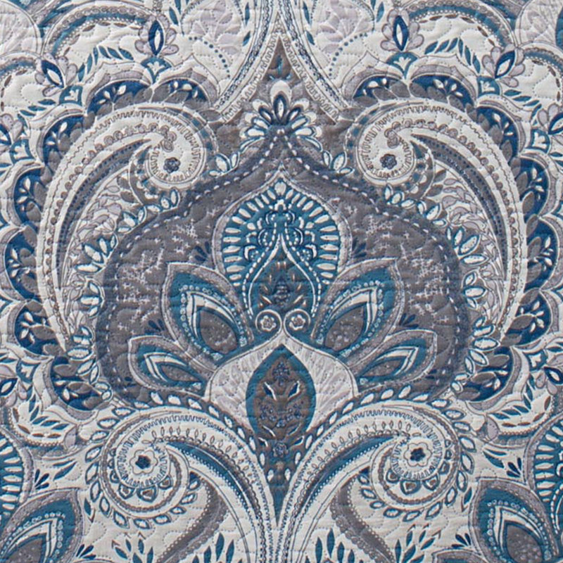 Ensemble de courtepointe damassé trois pièces Pinsonic Lawrence, Courtepointe double/grand et 2 taies décoratives 