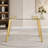 Modern Minimalist Rectangular Dining Table Tempered Glass Top Golden Metal Legs-671437361-671437365