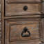 Table de chevet de chambre à coucher en bois massif, ton naturel rustique avec 3 tiroirs et bronze transitionnel rond, tiroirs, bois