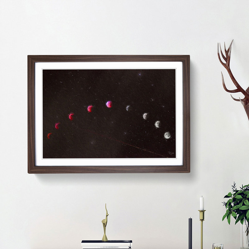 Lunar Eclipse - Picture Frame Painting Print, 27cm H x 36cm W x 2cm D, Walnut Framed