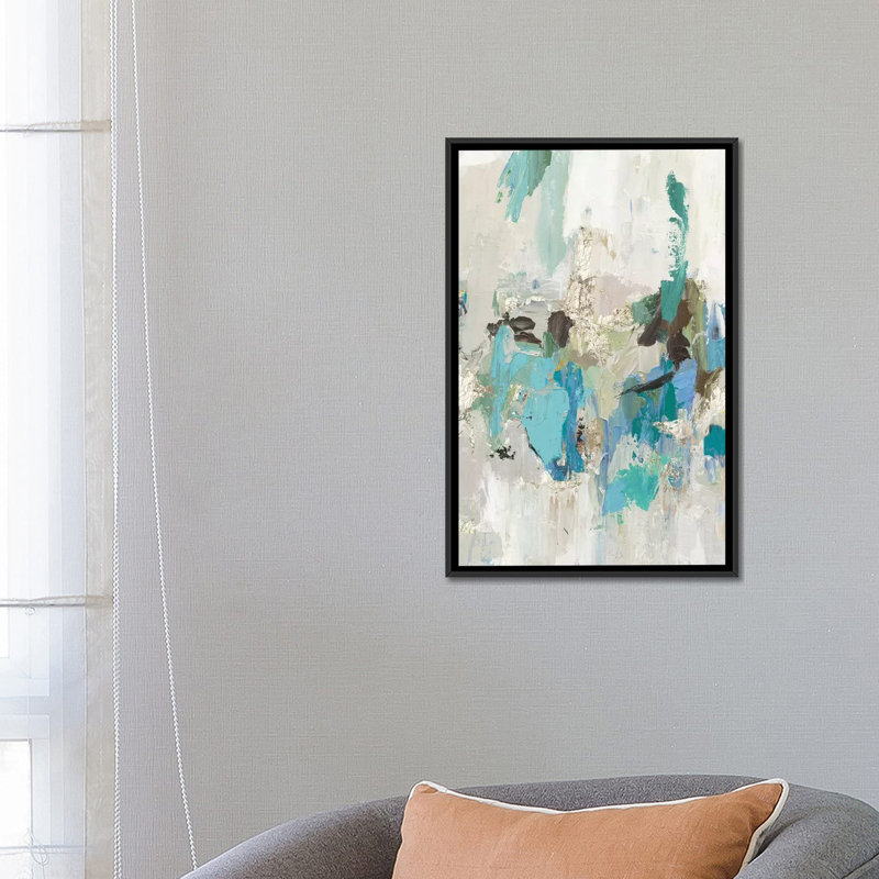 «Blue Silver II», reproduction sur toile, H 26 po x l 18 po x P 1,5 po, Toile avec cadre noir, Pas de tapis
