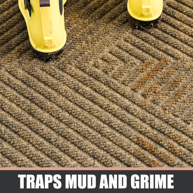 Tapis de porte d'extérieur antidérapant Lodewyk, L 32 po x L 48 po, Kaki