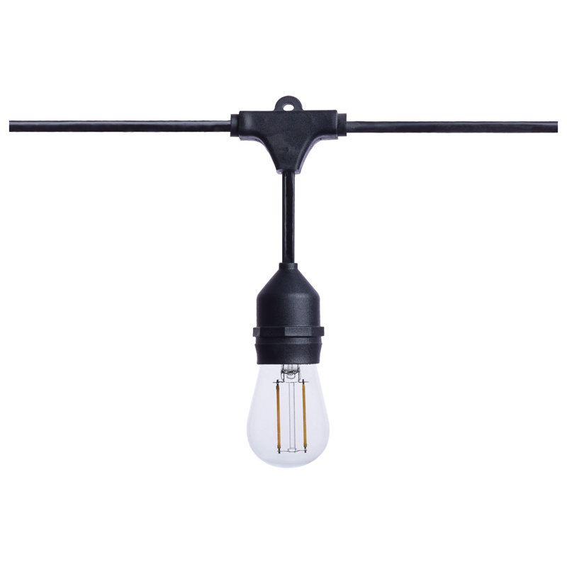 24 Foot LED String Light 12-S14 Lamps 2700K CCT Black 120V