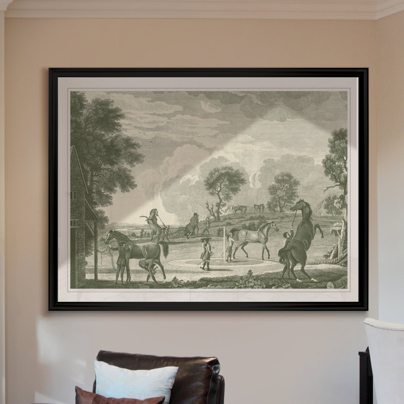 « équestres scenes ii », reproduction sur toile, H 30,5 po x l 42,5 po x P 1,5 po, Noir