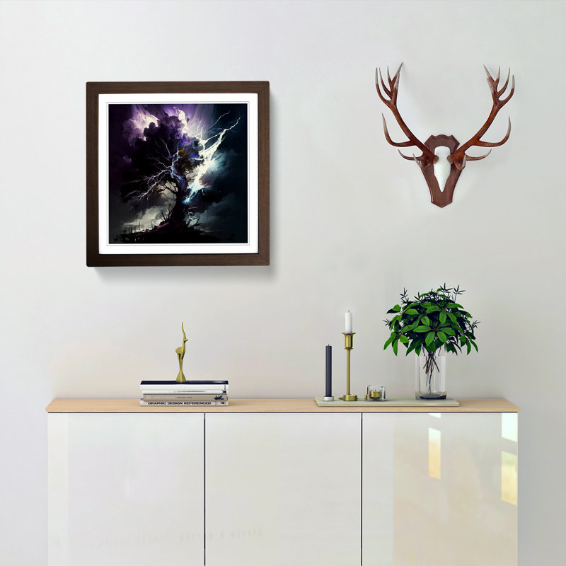 Thunderstorm Gestural Art - Framed Print, Walnut