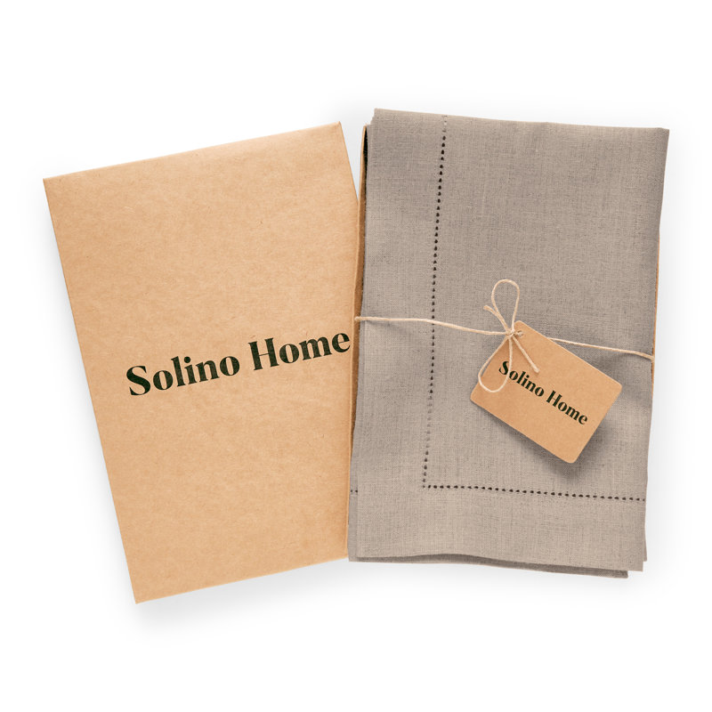Medium Weight Hemstitch - 100% Pure Linen Dinner Napkins, Natural