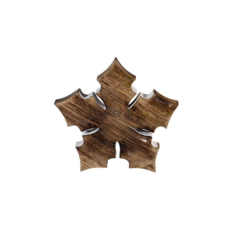 Wood Carved Snowflake Table Décor