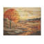 Orange Sunset, paysage abstrait, art mural Meadow - paysage abstrait sur bois-1624298165
