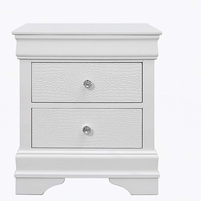 Shaker Crocodile Metallic White Nightstand