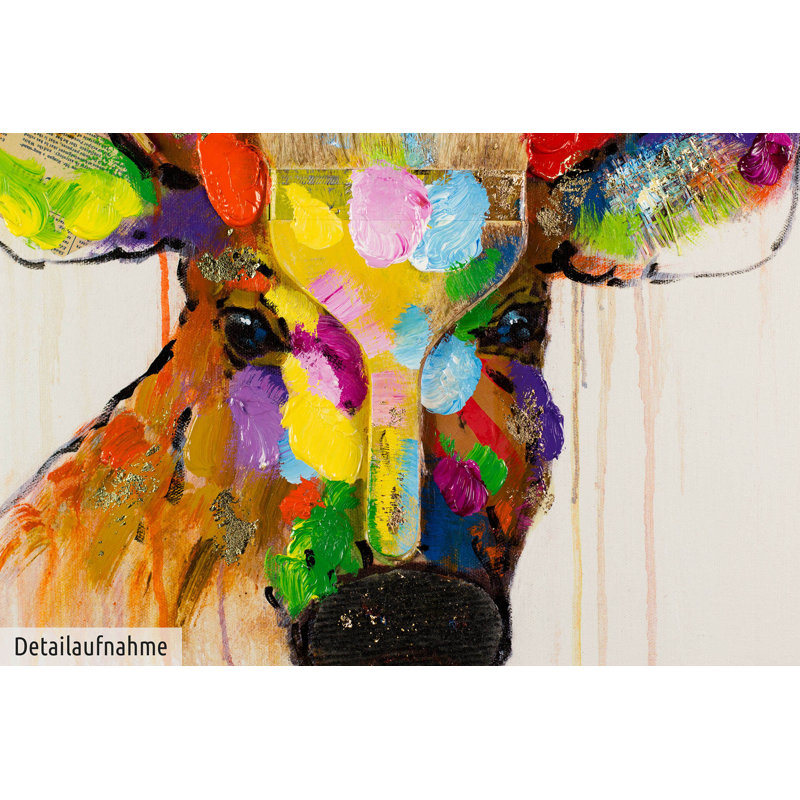 To the Colorful Deer - No Frame Rectangle Painting on Canvas