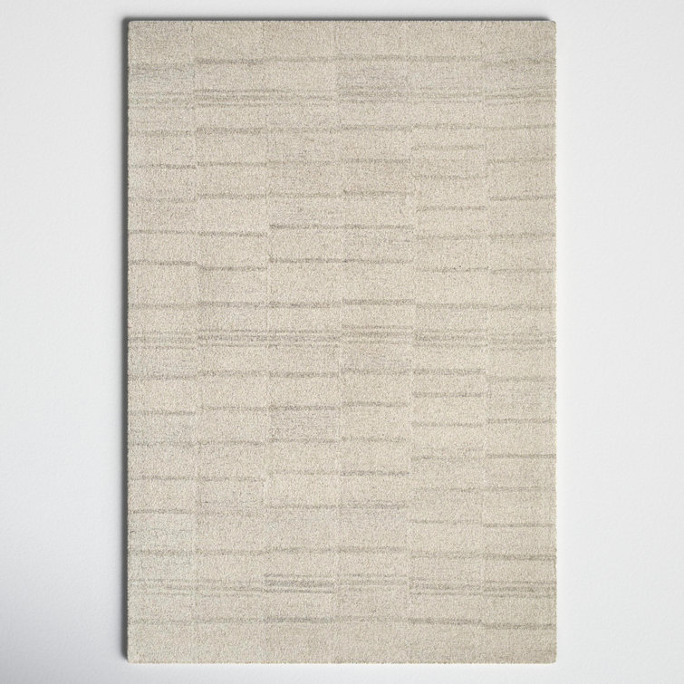 Rectangle Demie Striped Handmade Tufted Wool Area Rug in Gray/Beige