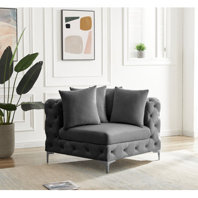 Obidiah 39" W Wide Tufted Velvet Armchair