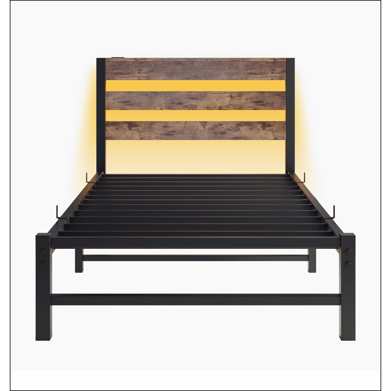 Beige;Brown Bed, Twin, Brown/Beige