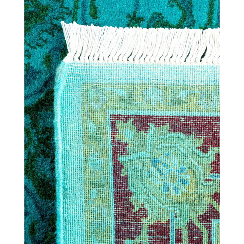 Tapis bleu noué à la main Chimel - unique en son genre