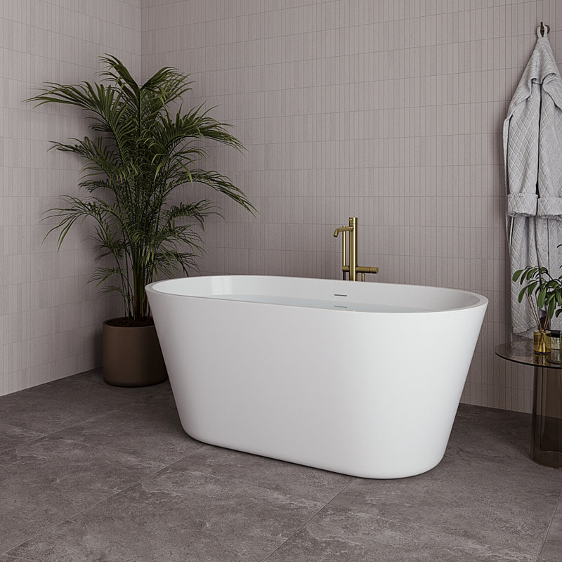 Baignoire autoportante 54 "avec drain interne Streamline, Laiton brossé