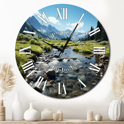 USA Rocky Mountain National Park River I - Landscapes White Face Wall Clock