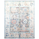 Hand Knotted Wool Area Rug in Silver