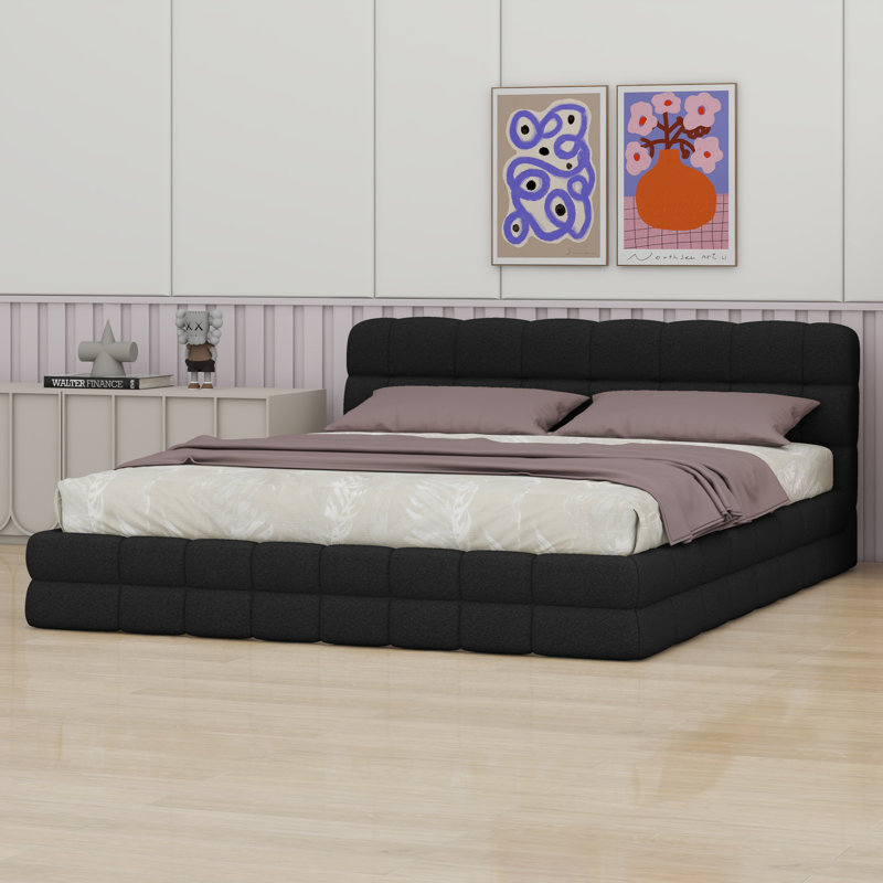 Upholstered Platform Bed, Black