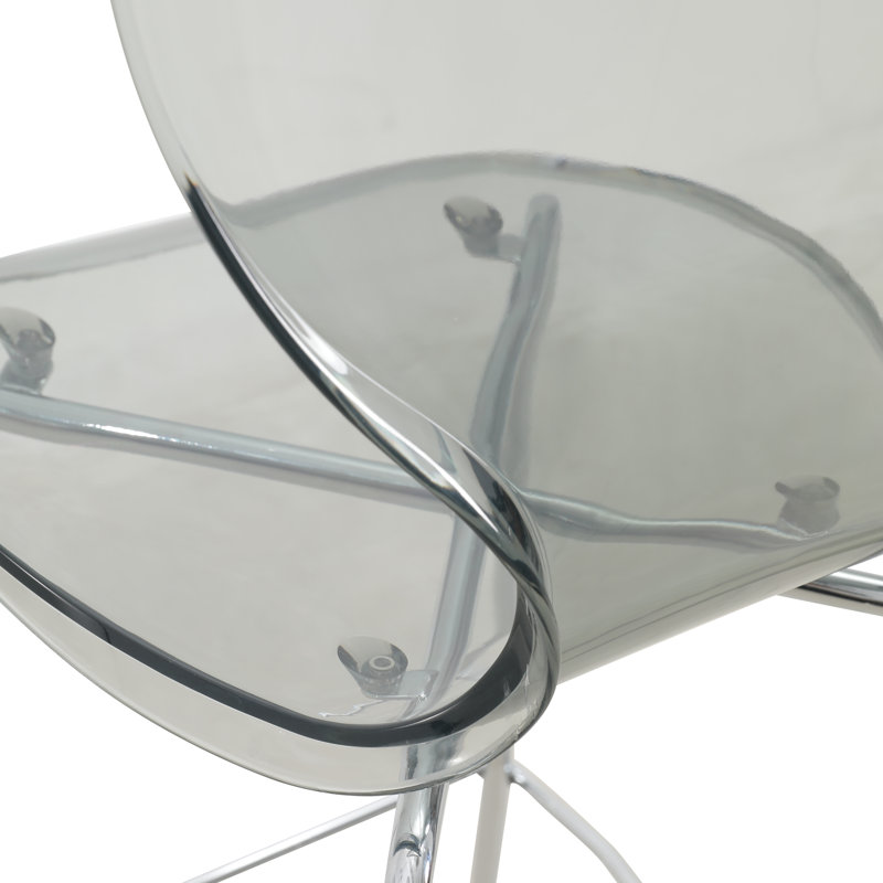 Edenfield Acrylic Barstool with Steel Frame in Chrome Finish (Set of 2), Smoke