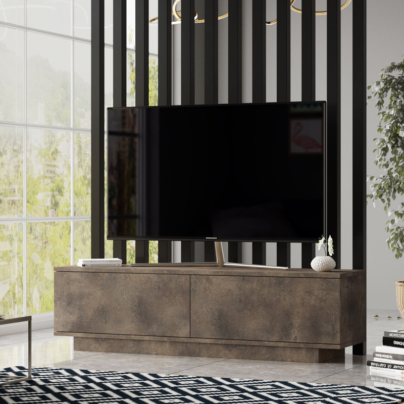 Stylish Modern TV Stand, White, 55.1 x 15.0 x 13.9 inches | 100% Melamine Coated Particle Board, Thickness: 0.7 inches | Sleek Design for Living Room & Entertainment Spaces, Durable & Easy to Clean