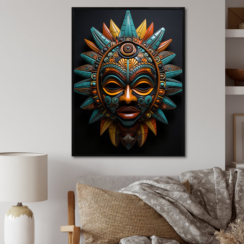 Jeilani, masque tribal africain, bamileke, H 44 po x l 34 po x P 1,5 po, Cadre flottant noir