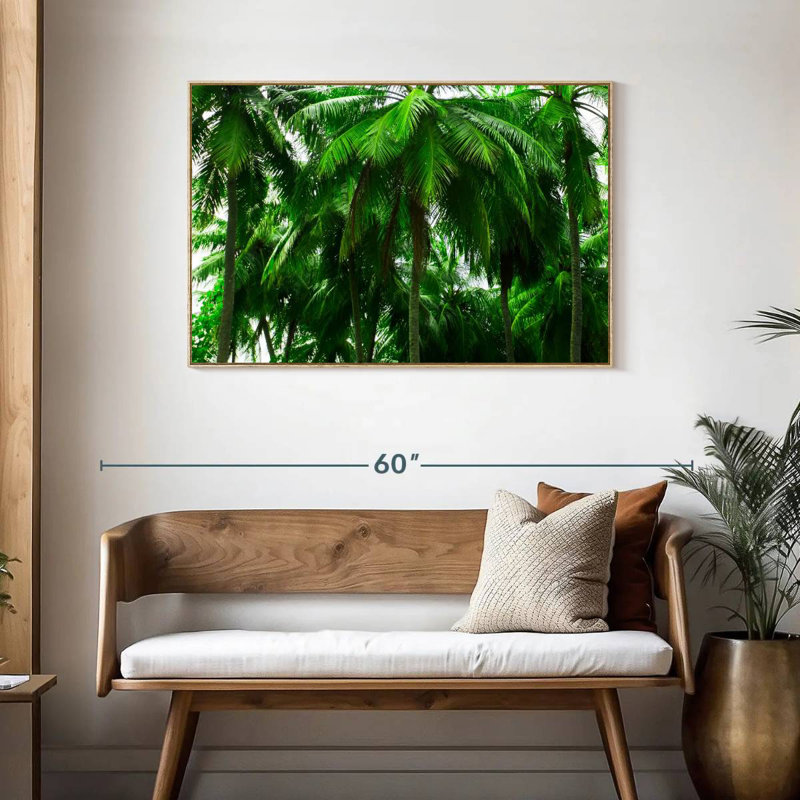Palmier forêt, Cadre flottant en bois naturel, 43 po x 29 po