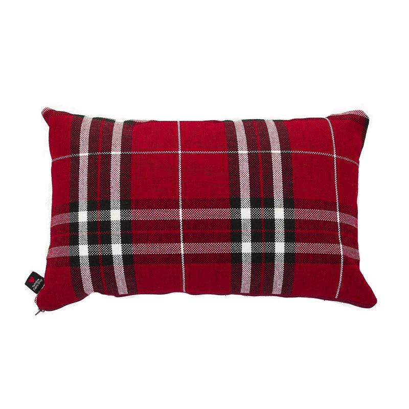 Chagnon Plaid Rectangular Throw Cushion, Red