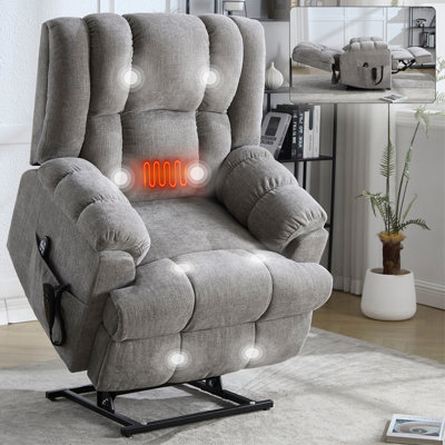 Dual Motor Heat Massage Infinite Position Up To 350 LBS Electric Power Lift Recliners With Power-Remote, Medium-Firm And Heavy Duty, Red