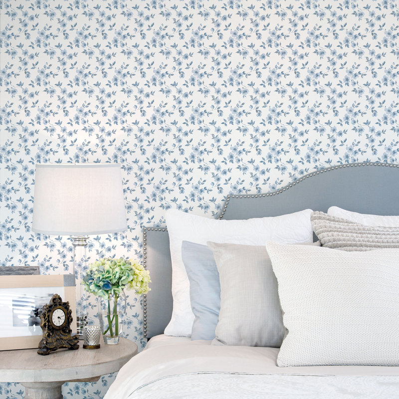 Basso 10m x 53cm Matte Wallpaper Roll, White/Blue