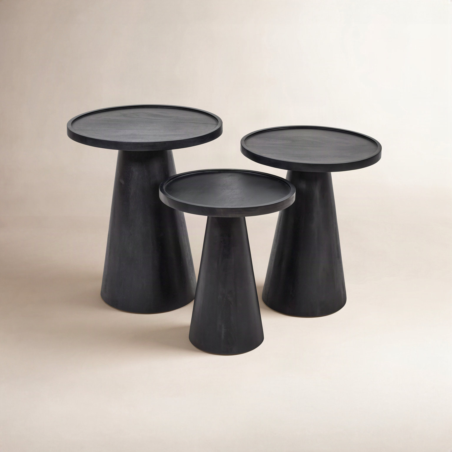 Jean 18" Acacia Nesting End Tables, Black