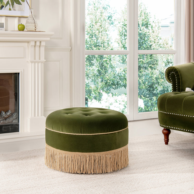 Repose-pieds Neptune, Velours vert olive
