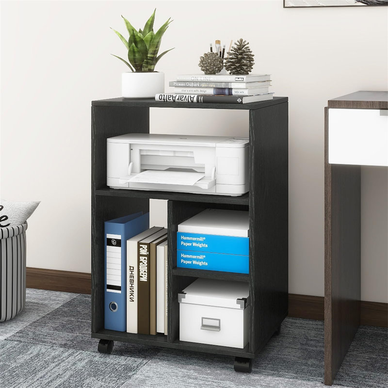75cm H x 50cm W Printer Stand with Wheels, Black