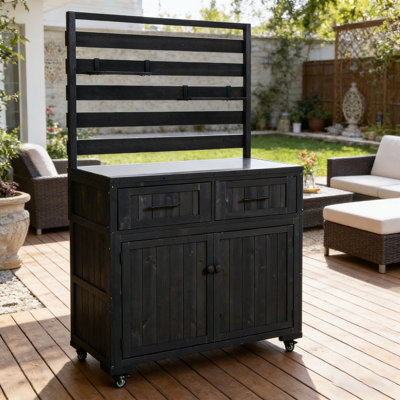 64.9'' H Large Patio Kitchen Island Solid Wood Kitchen Cart