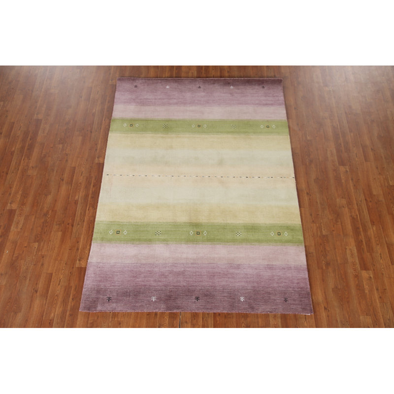 Tapis indien rayé Gabbeh 6 x 8