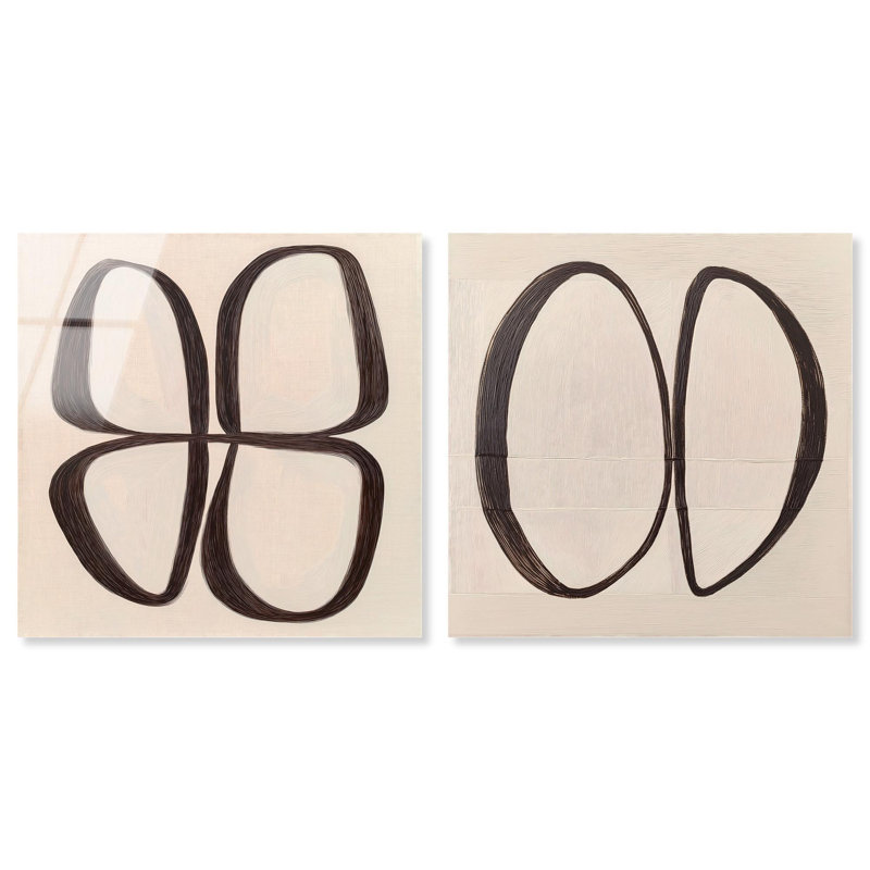 Collection Deia : Ensemble d'œuvres d'art mural modernes « Ovals & Forms » sur toile acrylique par Art Remedy, prêt à  accrocher, 12 x 12