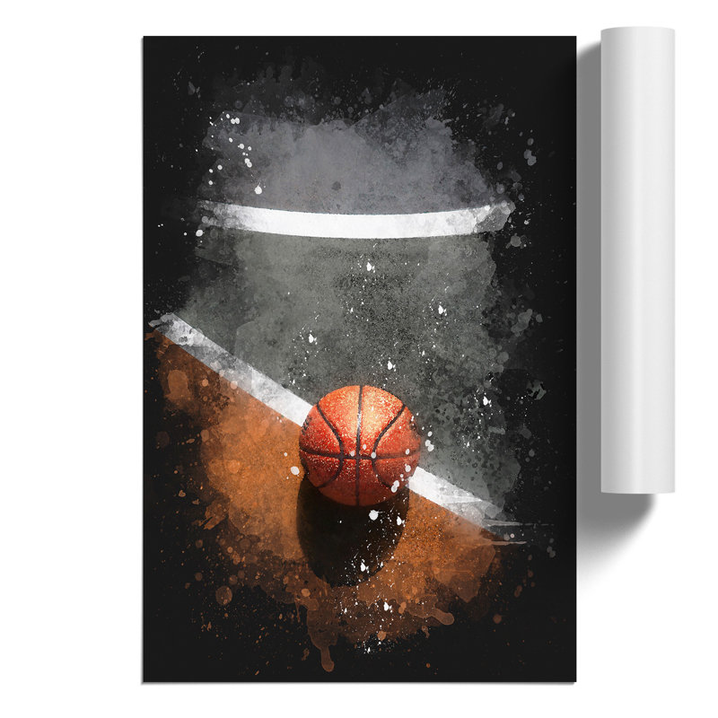 Basketball Court Paint Splash - Frameless Print, 84cm H x 59cm W x 0.1cm D
