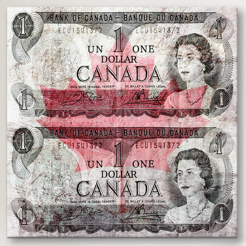 Un dollar canadien 6 impression sur toile, H 12 po x l 12 po x P 0,75 po