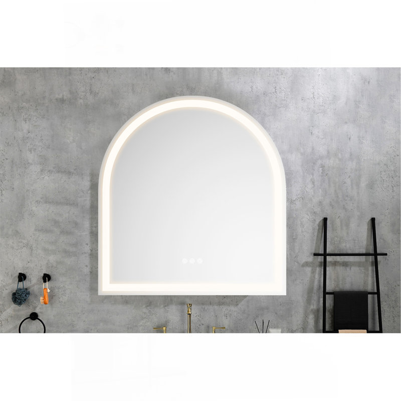 Miroir de salle de bain mural avec luminosité élevée, antibuée, gradateur et plusieurs fonctions d'éclairage