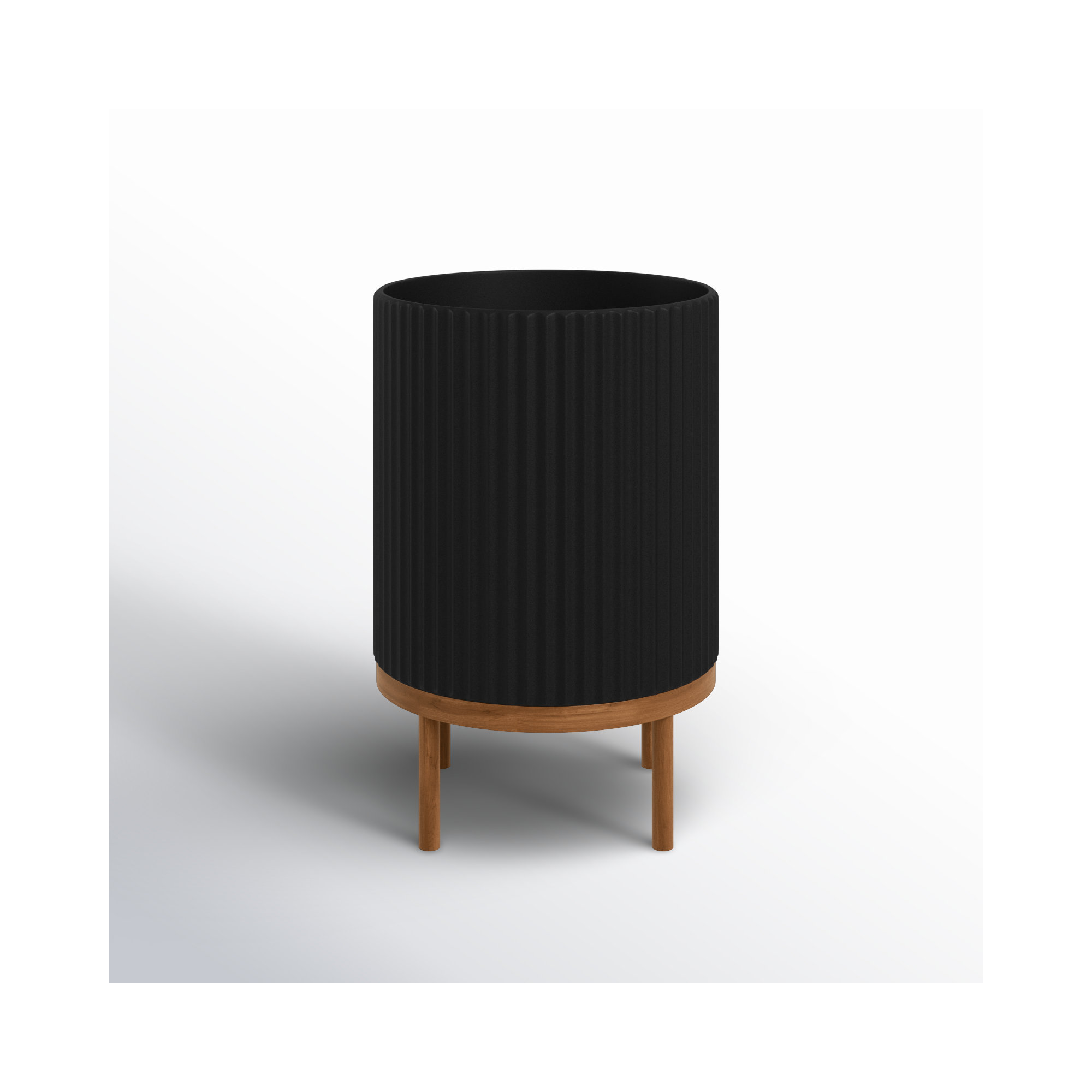 Demi Series Planter with Stand, Black/Brown, 1, 16" H x 10.5" W x 10.5" D