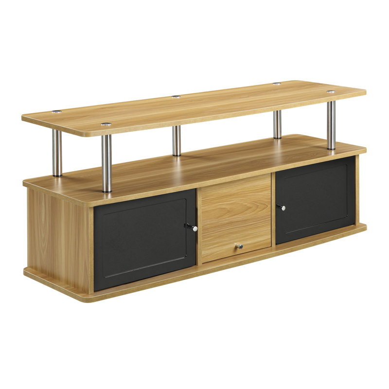 Edwin TV Stand with 3 Storage Cabinets and Shelf for TVs up to 55 inches, Light Oak
