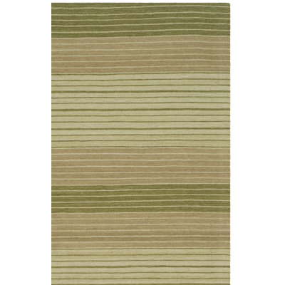 Tapis rayé vert en laine et coton tissé à la main Cruz