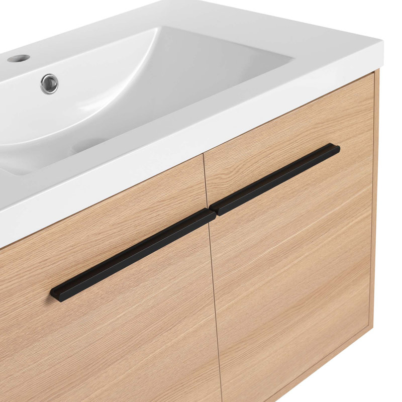 Ensemble de meuble-lavabo de salle de bain avec lavabo à poser en résine, 2 portes